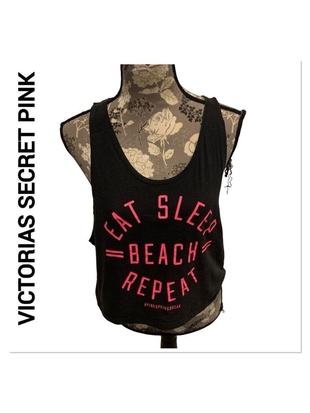 VICTORIAS SECRET PINK Black Tank Top size small